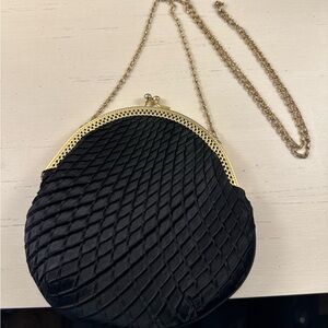Black event bag w/gold chain and detailing